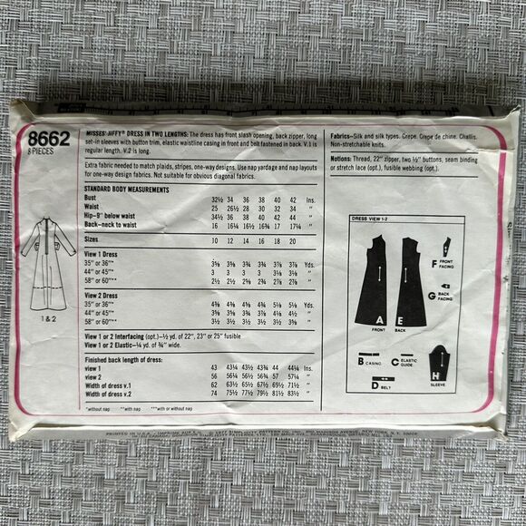 Vtg 70s Dress Simplicity Sewing Pattern 8662 Size 14 Silk Crepe Maxi Midi - Picture 2 of 2
